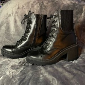 black heeled ankle boots